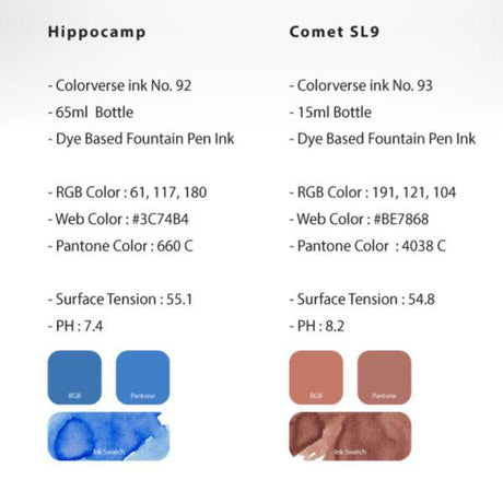Colorverse Hippocamp & Comet SL9 Ink (No. 92 & 93) - Pure Pens