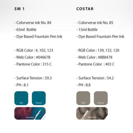 Colorverse SM 1 & Costar Ink (No. 84 & 85) - Pure Pens