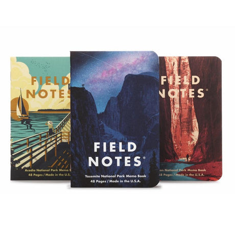 Field Notes National Parks - Series A: Yosemitie, Acadia, Zion 3 Pack Notebooks - Pure Pens
