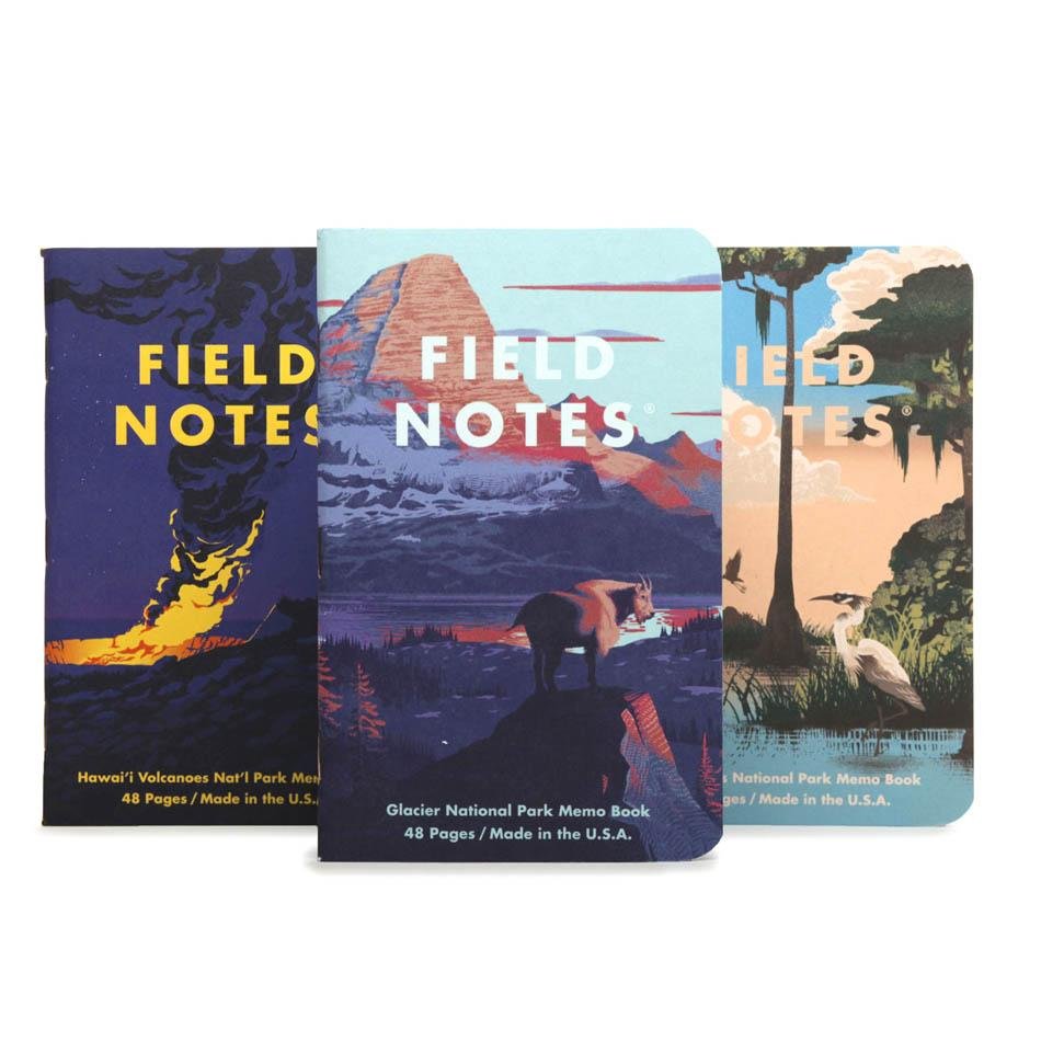 Field Notes National Parks - Series F: Glacier, Hawai'i Volcanoes, Everglades 3 Pack Notebooks - Pure Pens