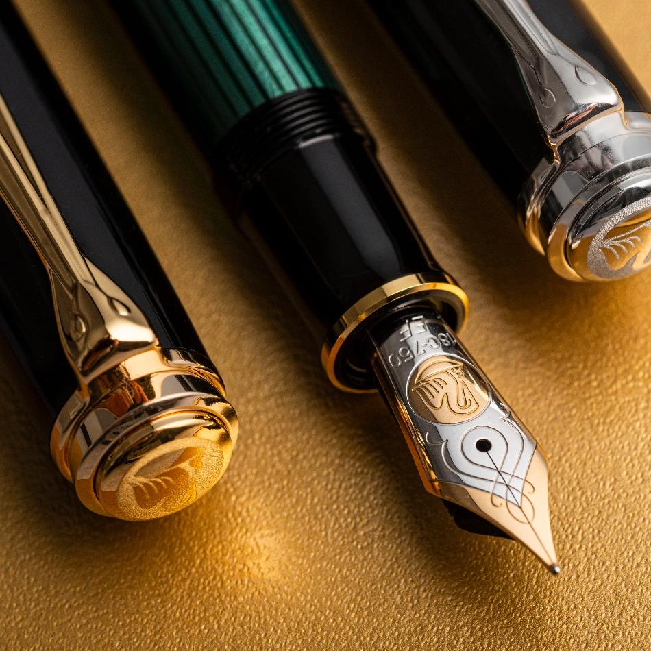 Pelikan M800 Fountain Pen - Black with Gold Trim - Pure Pens