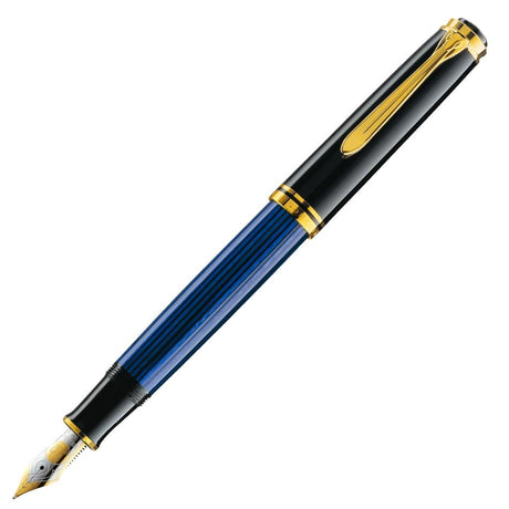 Pelikan M800 Fountain Pen - Blue with Gold Trim - Pure Pens