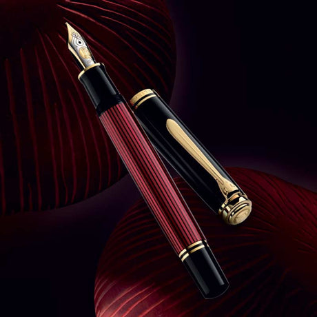 Pelikan M800 Fountain Pen - Red with Gold Trim - Pure Pens