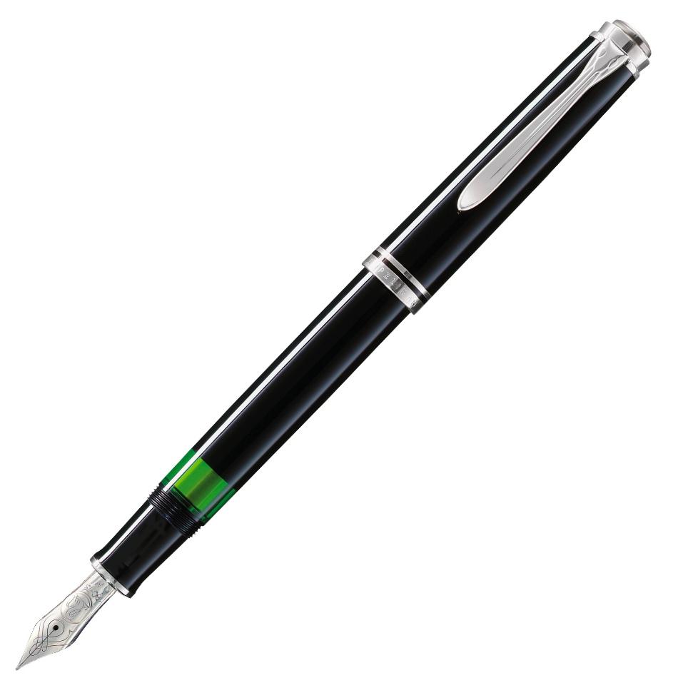Pelikan Souveran M405 Fountain Pen - Black with Silver Trim - Pure Pens