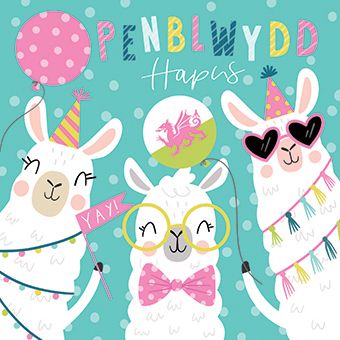 'Penbylwdd Hapus' Alpaca Birthday Card - Pure Pens