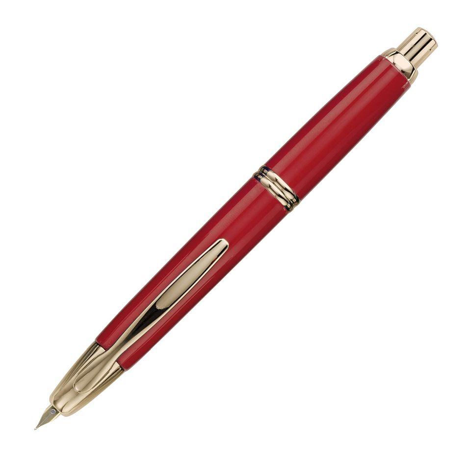 Pilot Capless Fountain Pen - Red with Gold Trim - Pure Pens