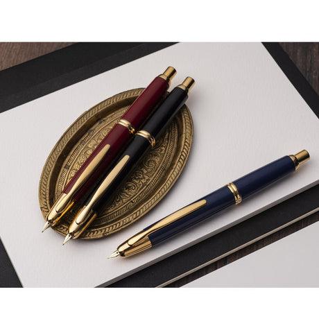 Pilot Capless Fountain Pen - Red with Gold Trim - Pure Pens