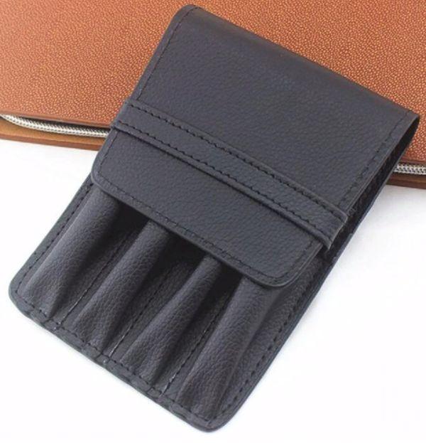 PU Leather 4 Pen Case - Black - Pure Pens