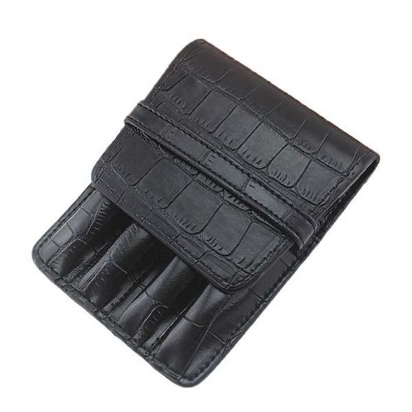 PU Leather 4 Pen Case - Black Croco - Pure Pens