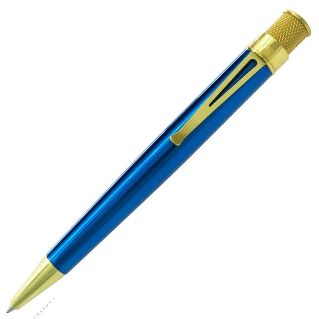 Retro 51 Tornado Brass Classic Rollerball Pen - Peacock Blue - Pure Pens