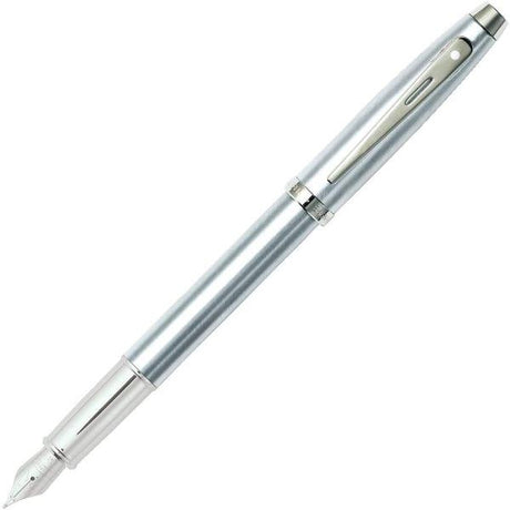 Sheaffer 100 Fountain Pen - Brushed Steel - Pure Pens
