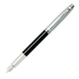 Sheaffer 100 Fountain Pen - Gloss Black & Brushed Steel - Pure Pens
