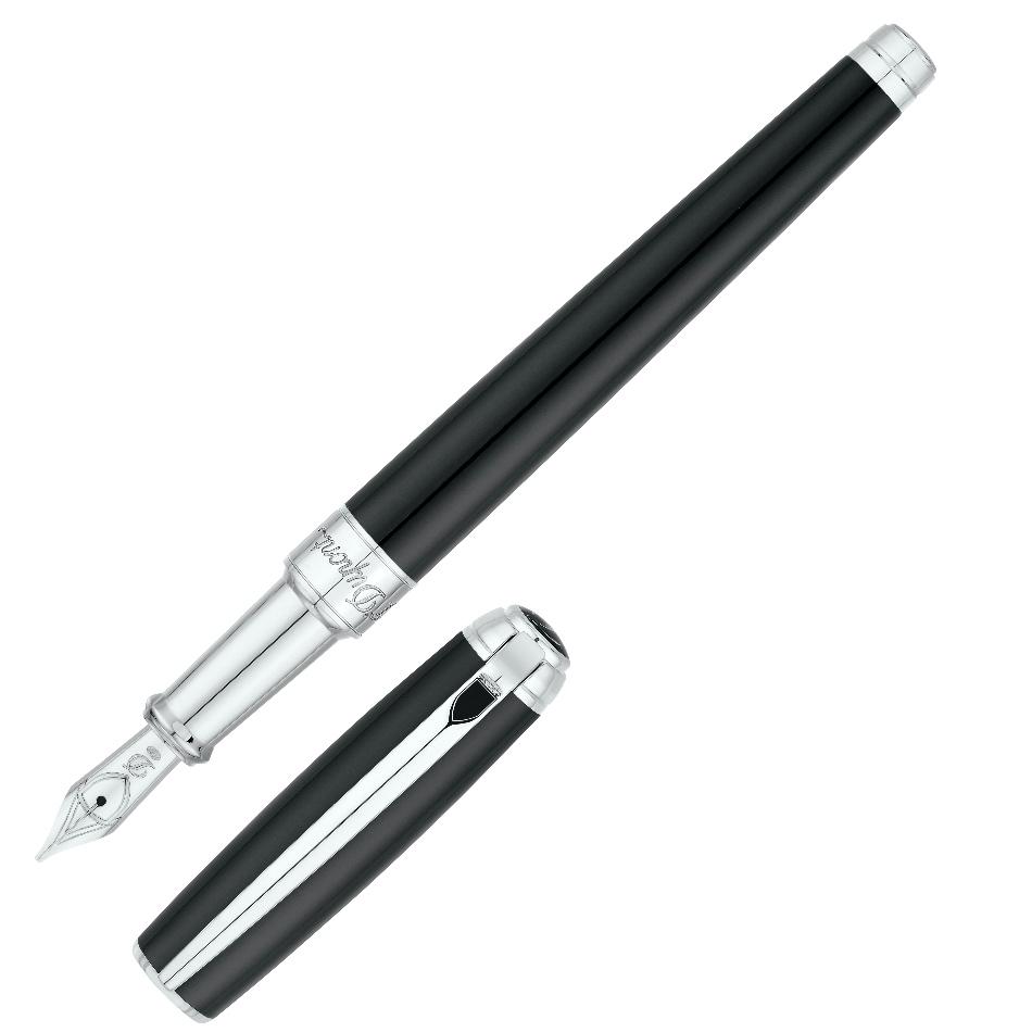 S.T. Dupont Line D Fountain Pen - Black & Palladium - Pure Pens