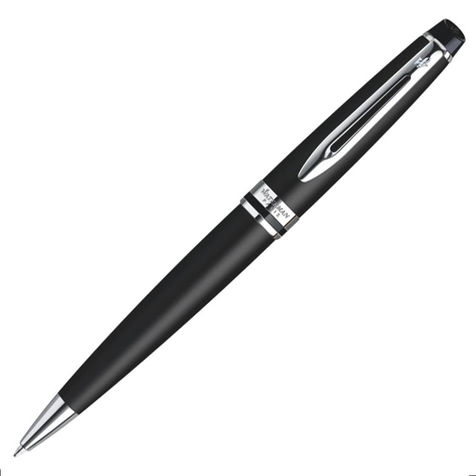 Waterman Expert Ball Pen - Matt Black with Chrome Trim - Pure Pens