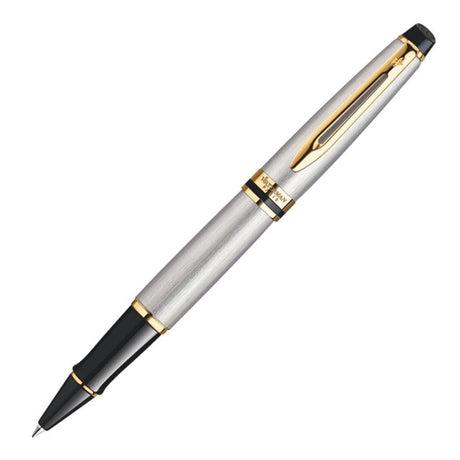 Waterman Expert Rollerball Pen - Stainless Steel with Gold Trim - Pure Pens