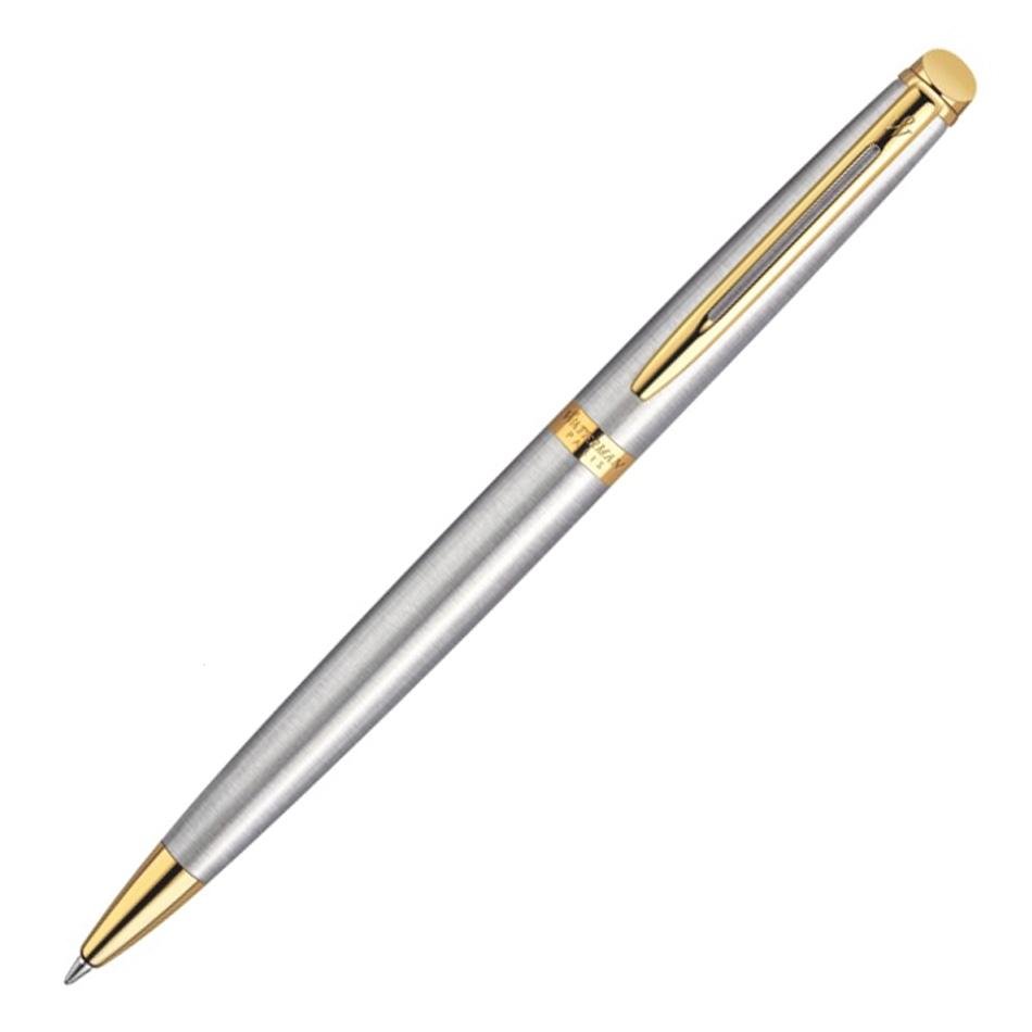Waterman Hemisphere Ball Pen - Steel with Gold Trim - Pure Pens
