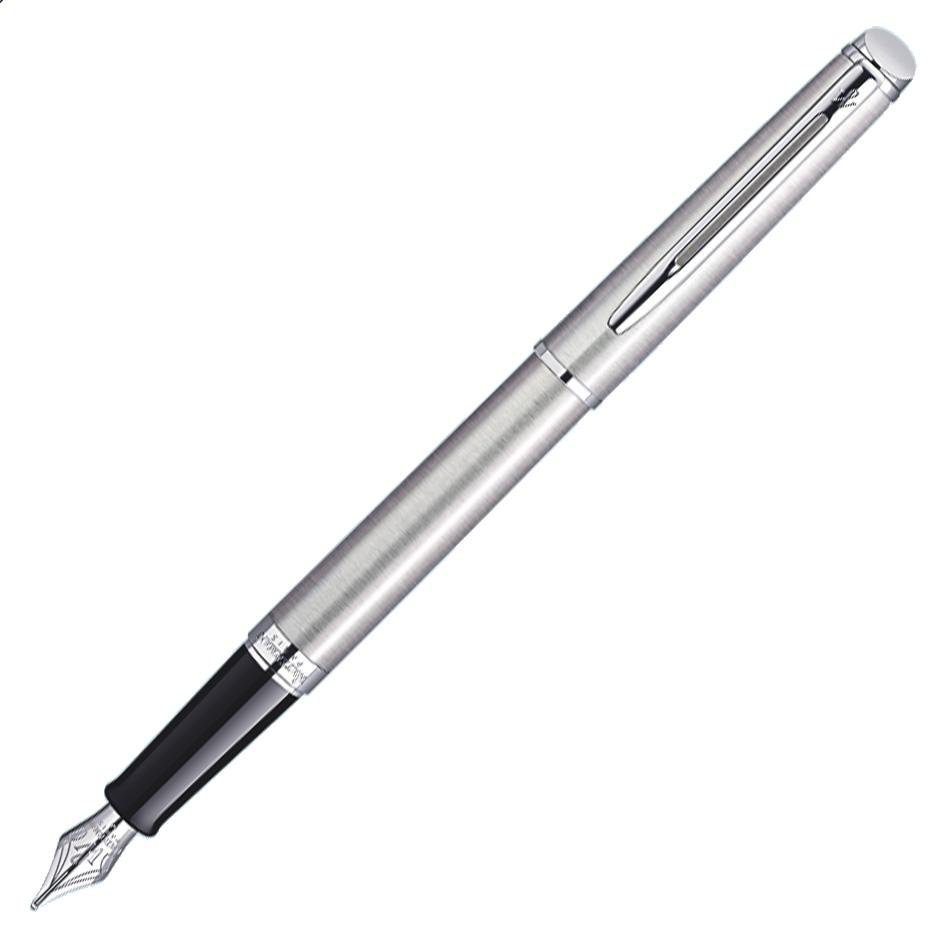 Waterman Hemisphere Fountain Pen - Brushed Steel with Chrome Trim - Pure Pens