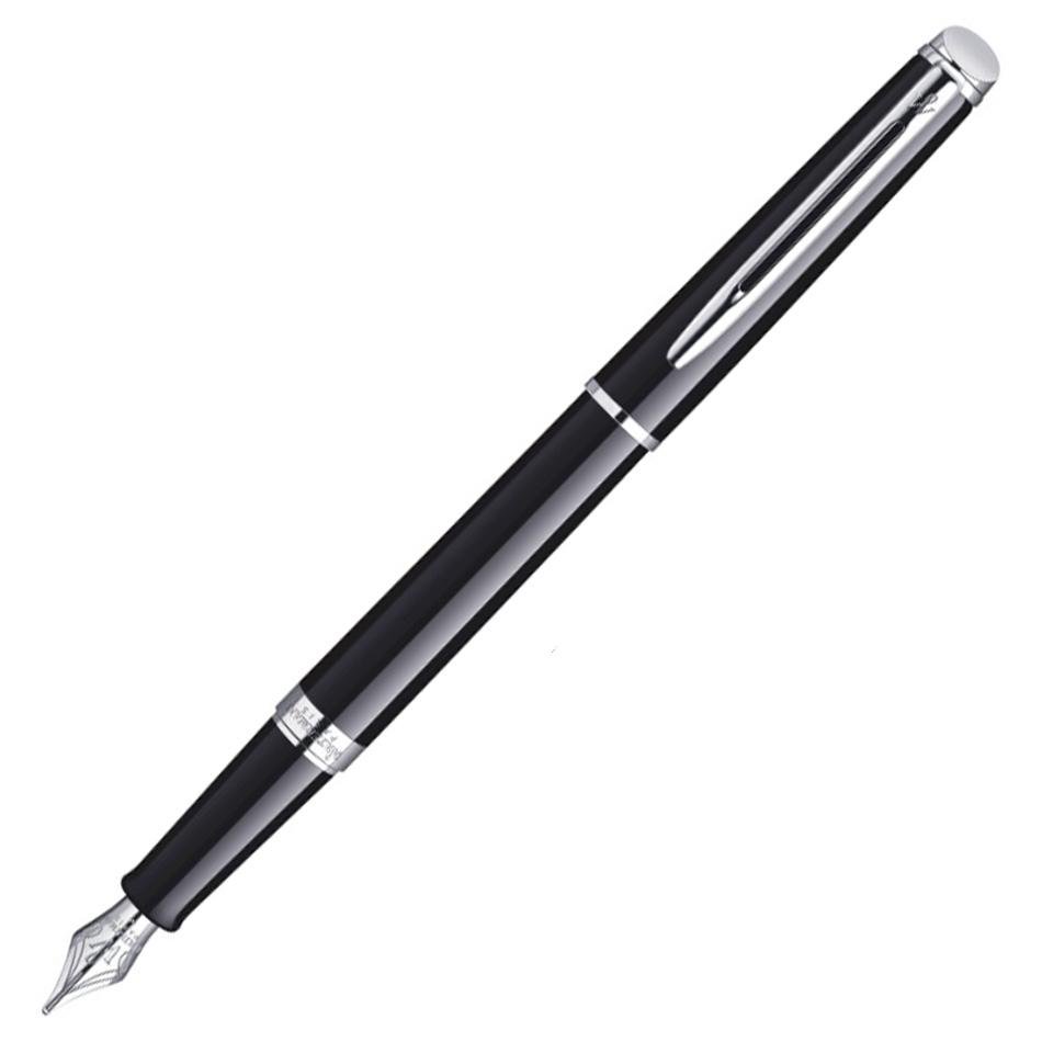 Waterman Hemisphere Fountain Pen - Gloss Black with Chrome Trim - Pure Pens