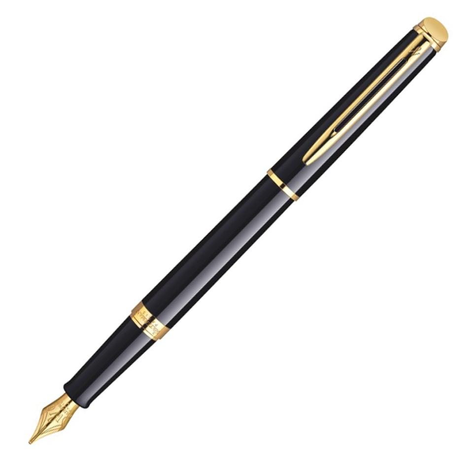 Waterman Hemisphere Fountain Pen - Gloss Black with Gold Trim - Pure Pens